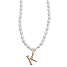 Load image into Gallery viewer, Pearl and Bamboo Letter Necklace
