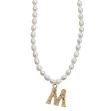 Load image into Gallery viewer, Pearl and Bamboo Letter Necklace
