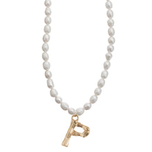 Load image into Gallery viewer, Pearl and Bamboo Letter Necklace
