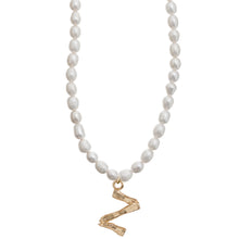 Load image into Gallery viewer, Pearl and Bamboo Letter Necklace
