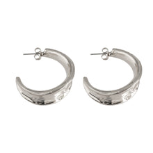 Load image into Gallery viewer, Large Hammered Hoop Earrings
