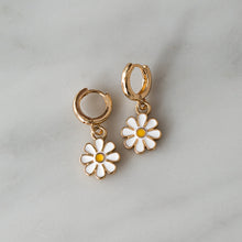 Load image into Gallery viewer, Enamel Daisy Hoop Earrings
