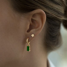 Load image into Gallery viewer, Rectangle Emerald Hoop Earrings
