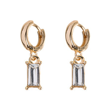 Load image into Gallery viewer, Rectangle Crystal Hoop Earrings
