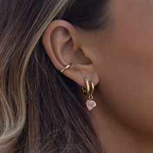 Load image into Gallery viewer, Rose Quartz Semi-Precious Hoop Earrings

