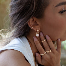 Load image into Gallery viewer, Rose Quartz Semi-Precious Hoop Earrings
