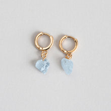 Load image into Gallery viewer, Aquamarine Semi-precious Hoop Earrings
