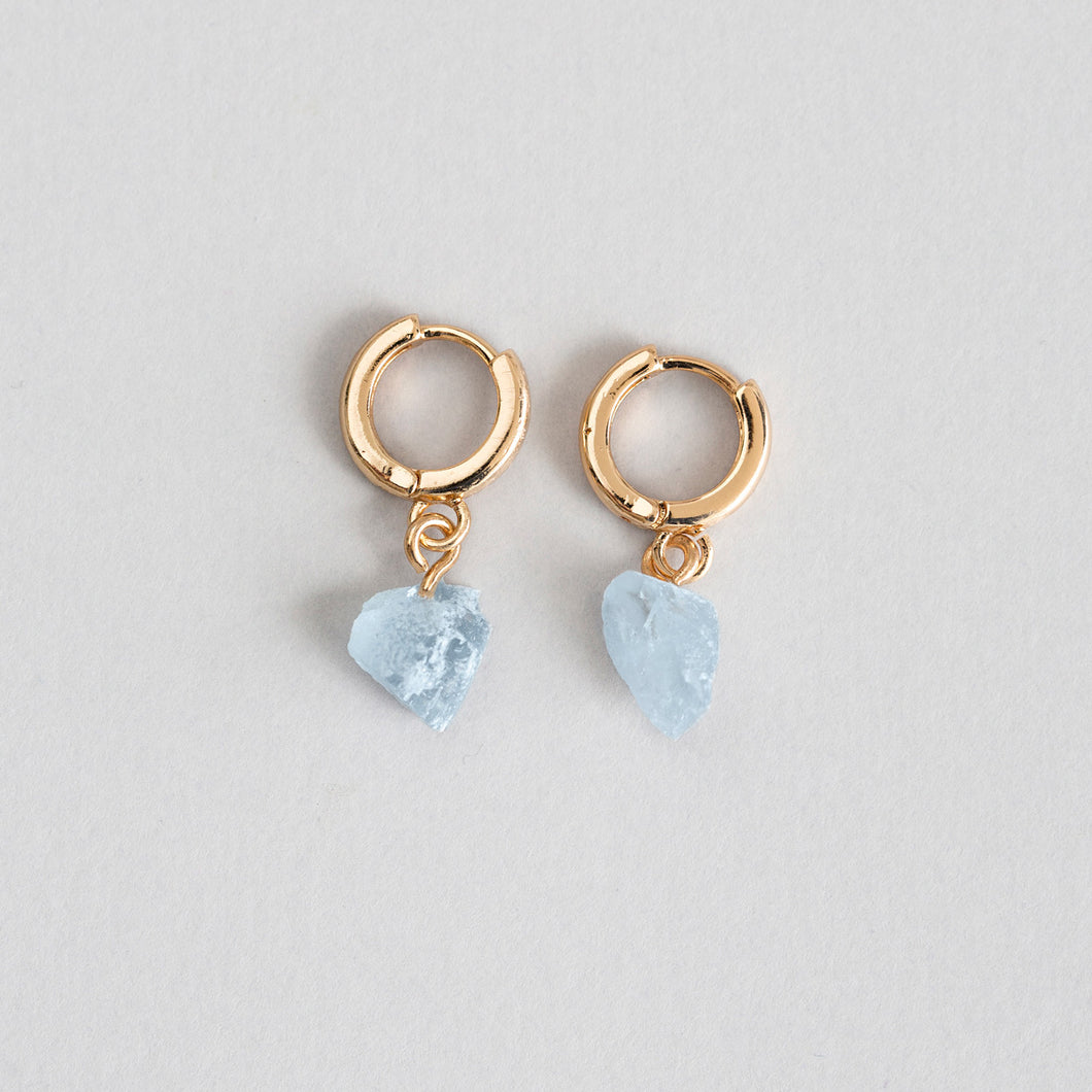 Aquamarine Semi-precious Hoop Earrings