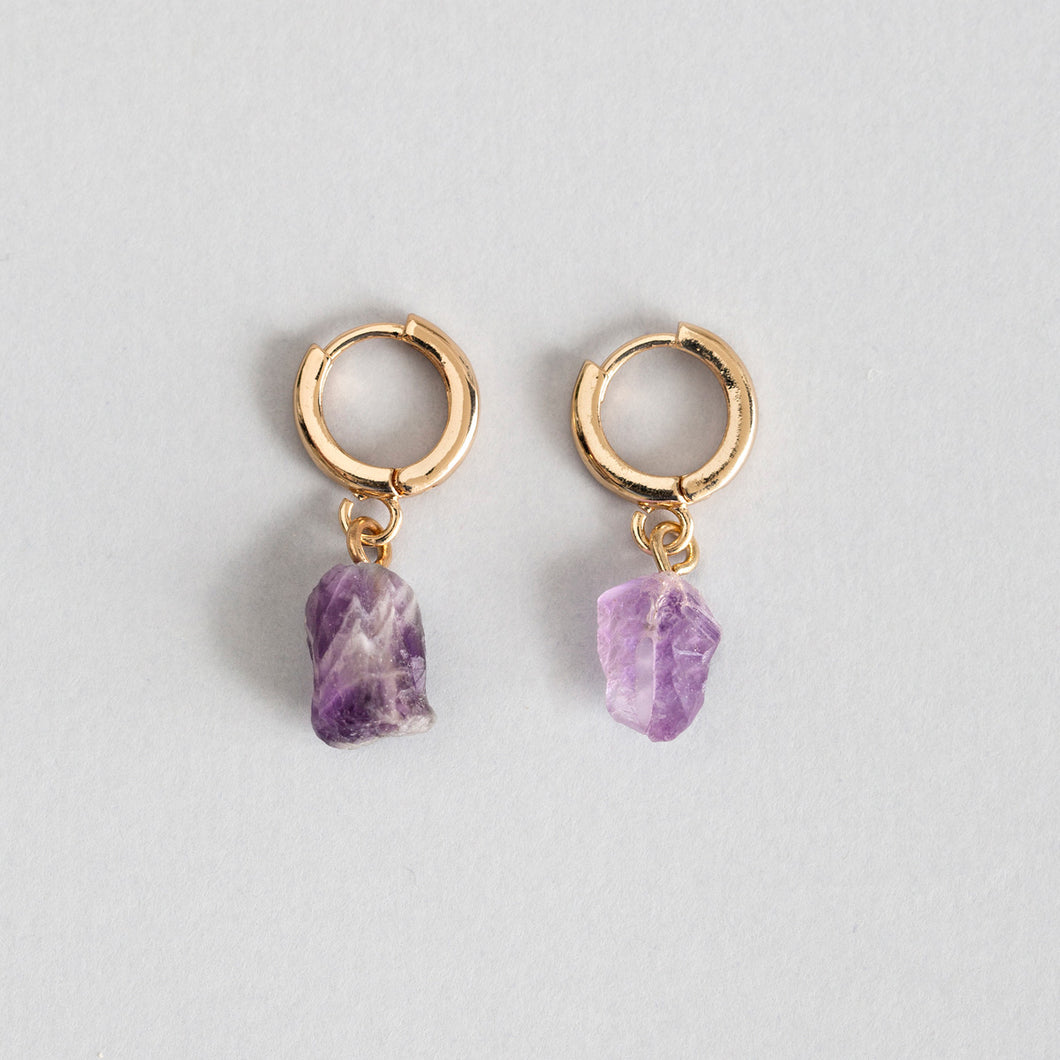 Amethyst Semi-Precious Hoop Earrings