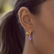 Load image into Gallery viewer, Amethyst Semi-Precious Hoop Earrings
