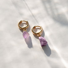 Load image into Gallery viewer, Amethyst Semi-Precious Hoop Earrings
