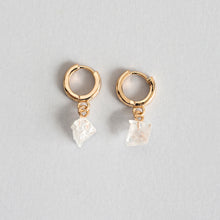 Load image into Gallery viewer, Clear Quartz Semi-Precious Hoop Earrings
