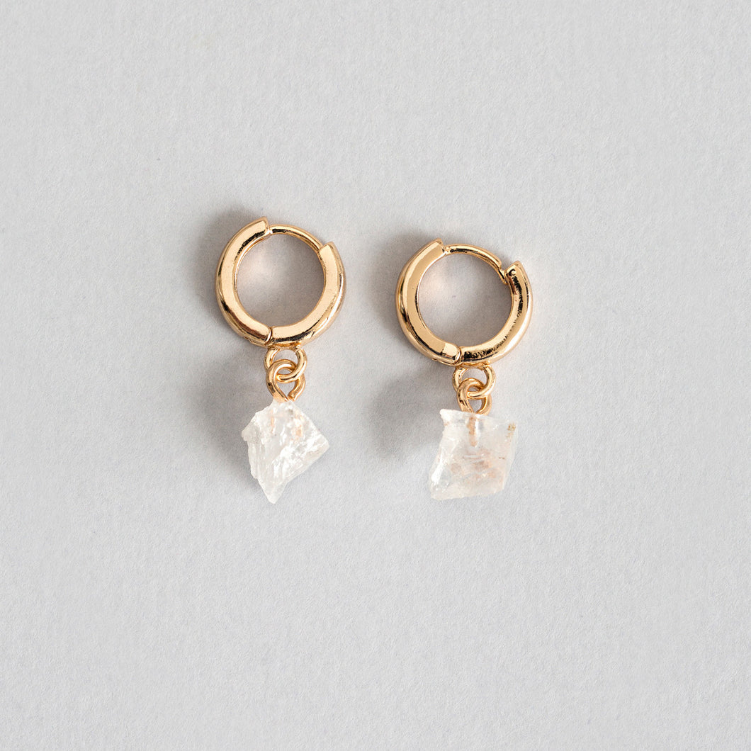 Clear Quartz Semi-Precious Hoop Earrings