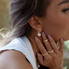 Load image into Gallery viewer, Clear Quartz Semi-Precious Hoop Earrings
