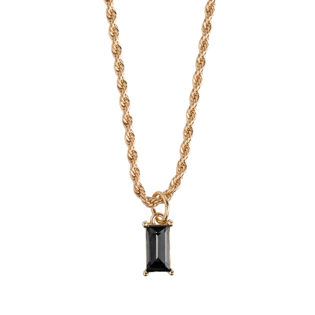 Rectangle Black Crystal Necklace