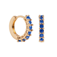 Load image into Gallery viewer, Blue Crystal Hoop Earrings
