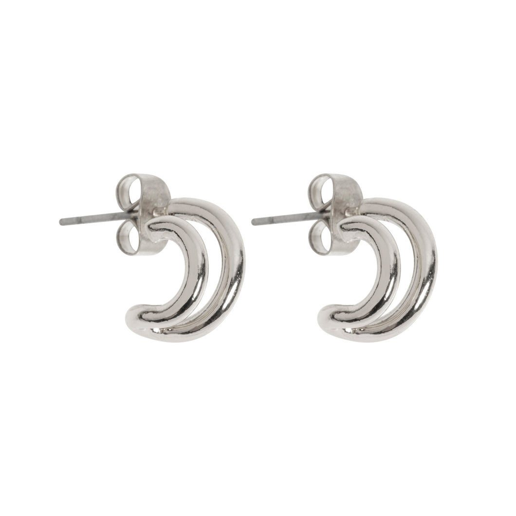 Two Rings Stud Earring Silver