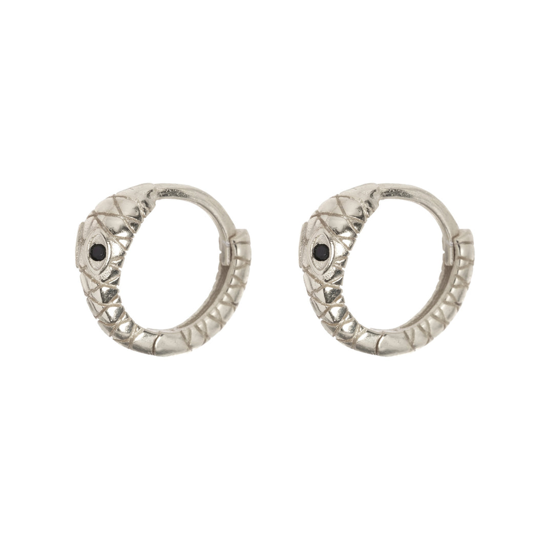 Snake Hoop Earrings Silver