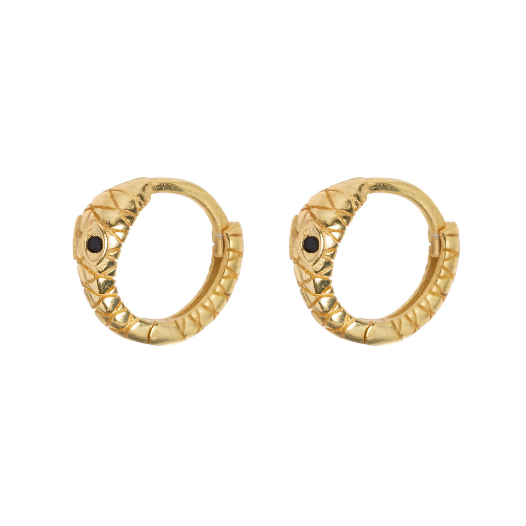 Snake Hoop Earrings Gold