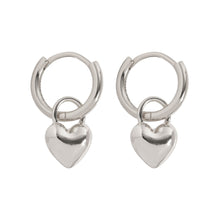 Load image into Gallery viewer, Heart Hoop Earrings Silver
