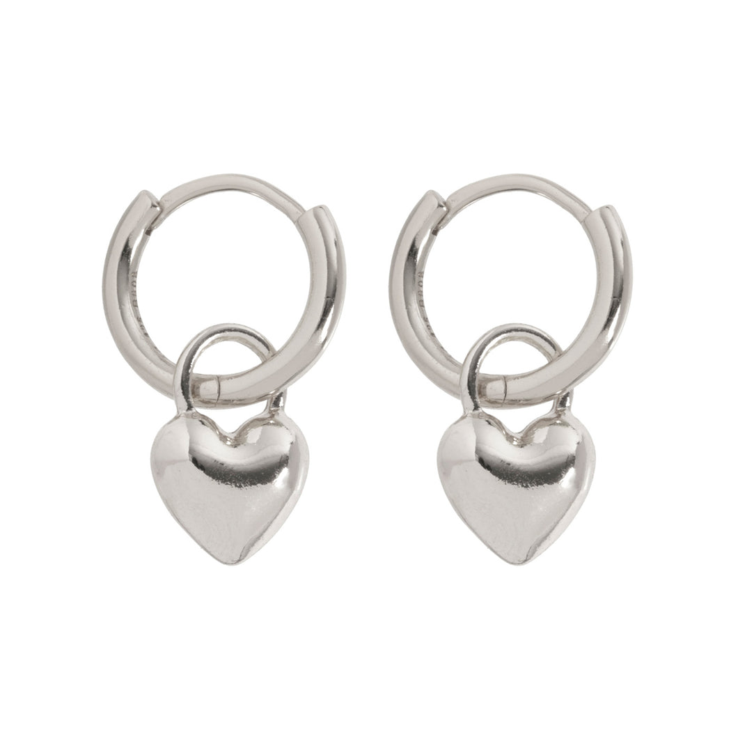 Heart Hoop Earrings Silver