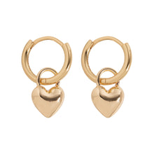 Load image into Gallery viewer, Heart Hoop Earrings Gold
