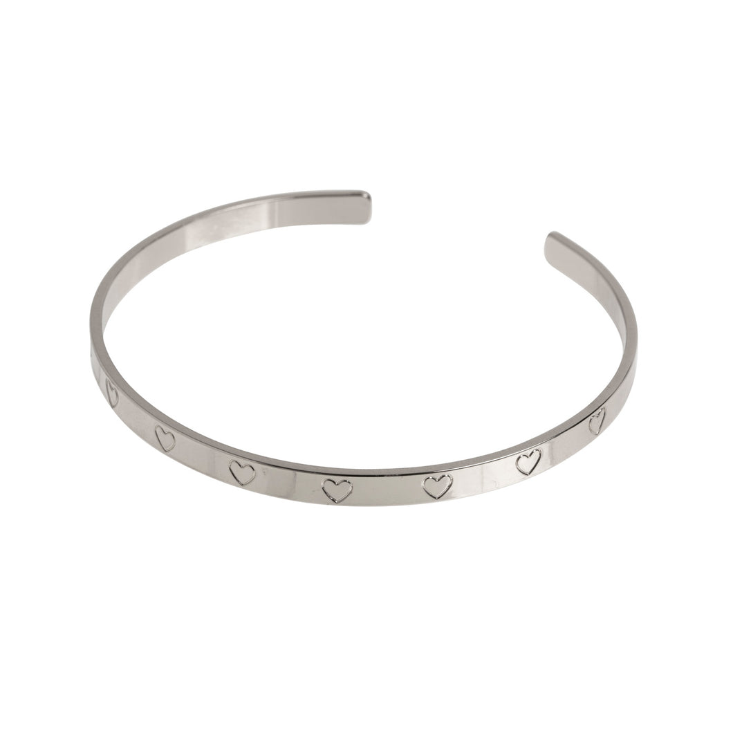 Engrave Hearts Bangle Silver