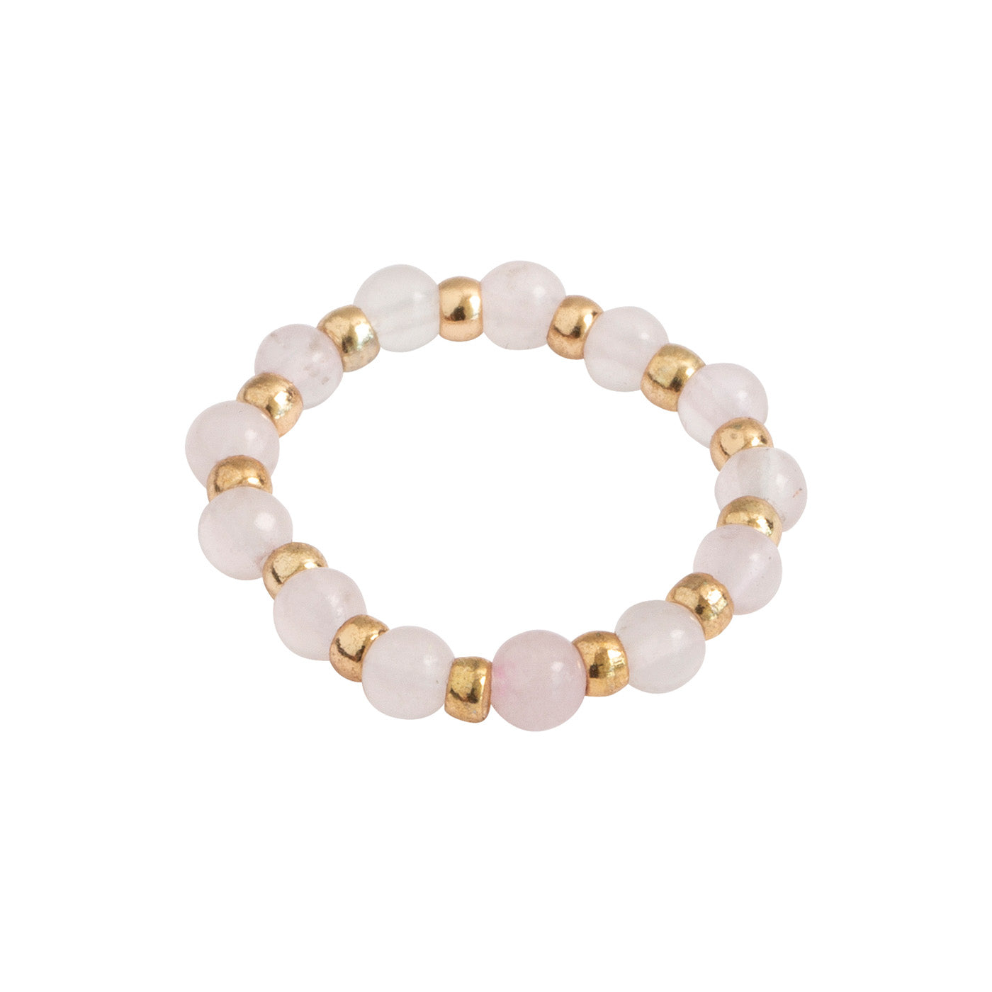 Rose Quartz and Gold Bead Ring – Timi of Sweden PH