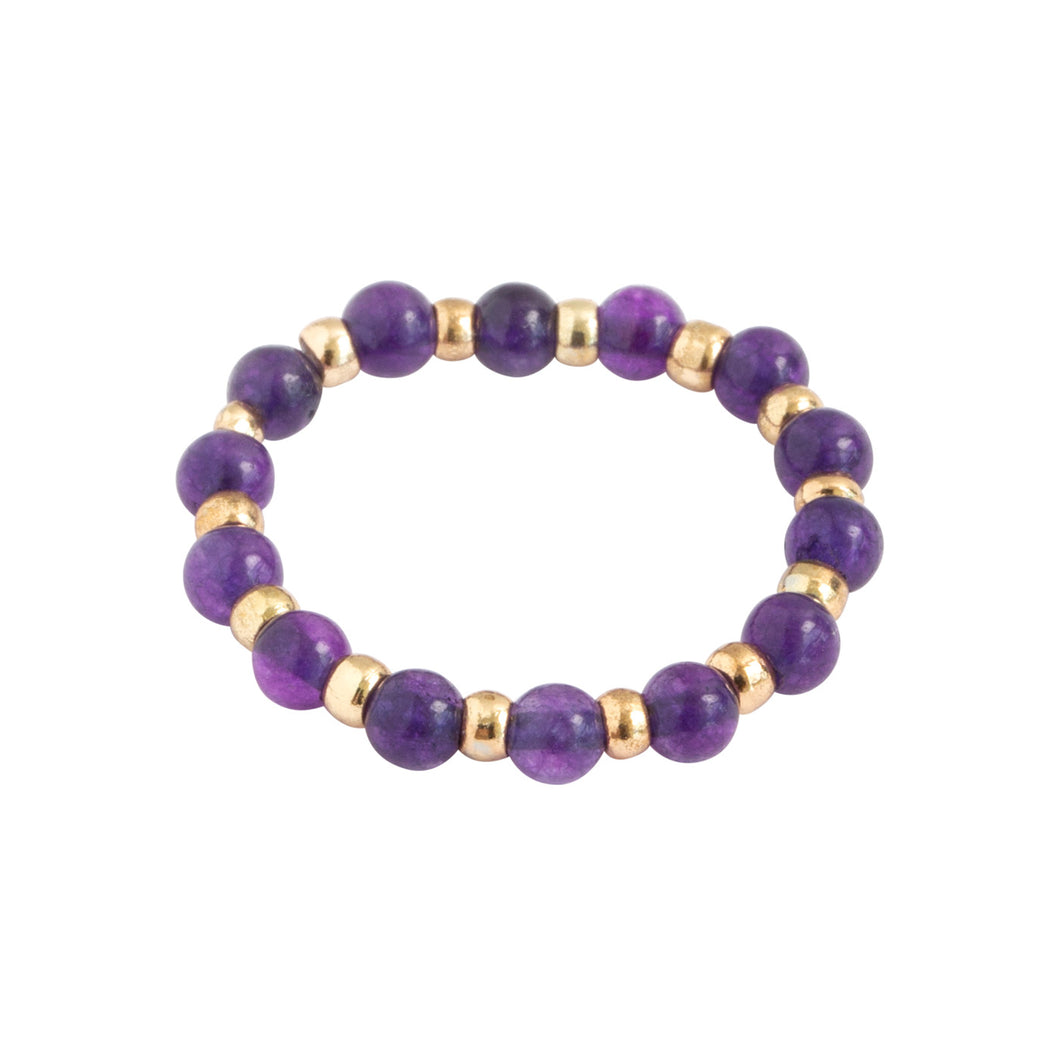 Amethyst and Gold Bead Ring