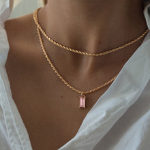 Load image into Gallery viewer, Rectangle Pink Crystal Necklace
