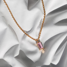 Load image into Gallery viewer, Rectangle Pink Crystal Necklace
