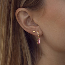 Load image into Gallery viewer, Rectangle Pink Crystal Hoop Earrings
