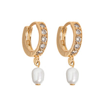 Load image into Gallery viewer, Pearl &amp; Crystal Hoop Earrings
