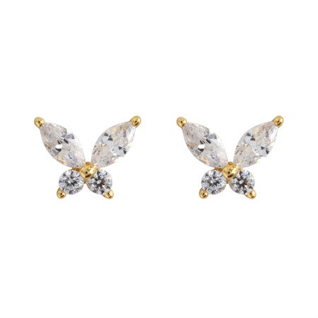 LEAH - WHITE CRYSTAL BUTTERFLY STUD EARRINGS