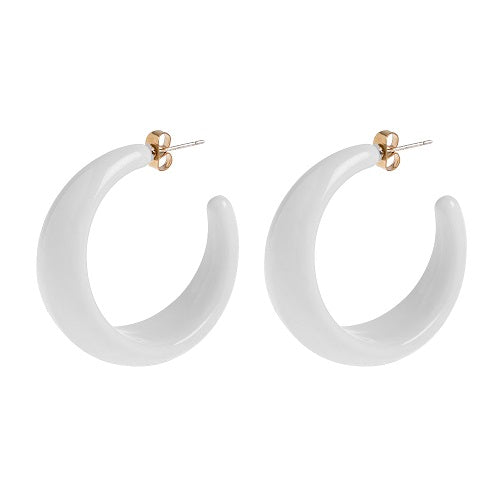 MARILYN PLASTIC HOOP EARRINGS WHITE