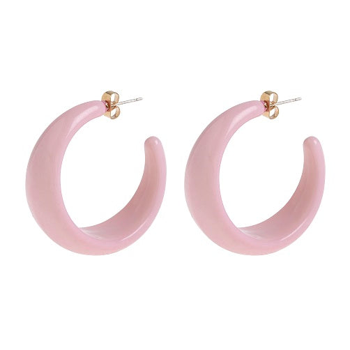 MARILYN PLASTIC HOOP EARRINGS PINK