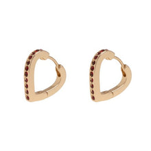 Load image into Gallery viewer, ANGELINA - RED CRYSTAL heartshaped  hoop earrings
