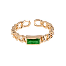 Load image into Gallery viewer, MAYA - CHUNKY CHAIN CRYSTAL GREEN RING
