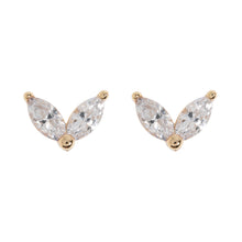 Load image into Gallery viewer, LEAH - CRYSTAL LEAF WHITE stud earrings
