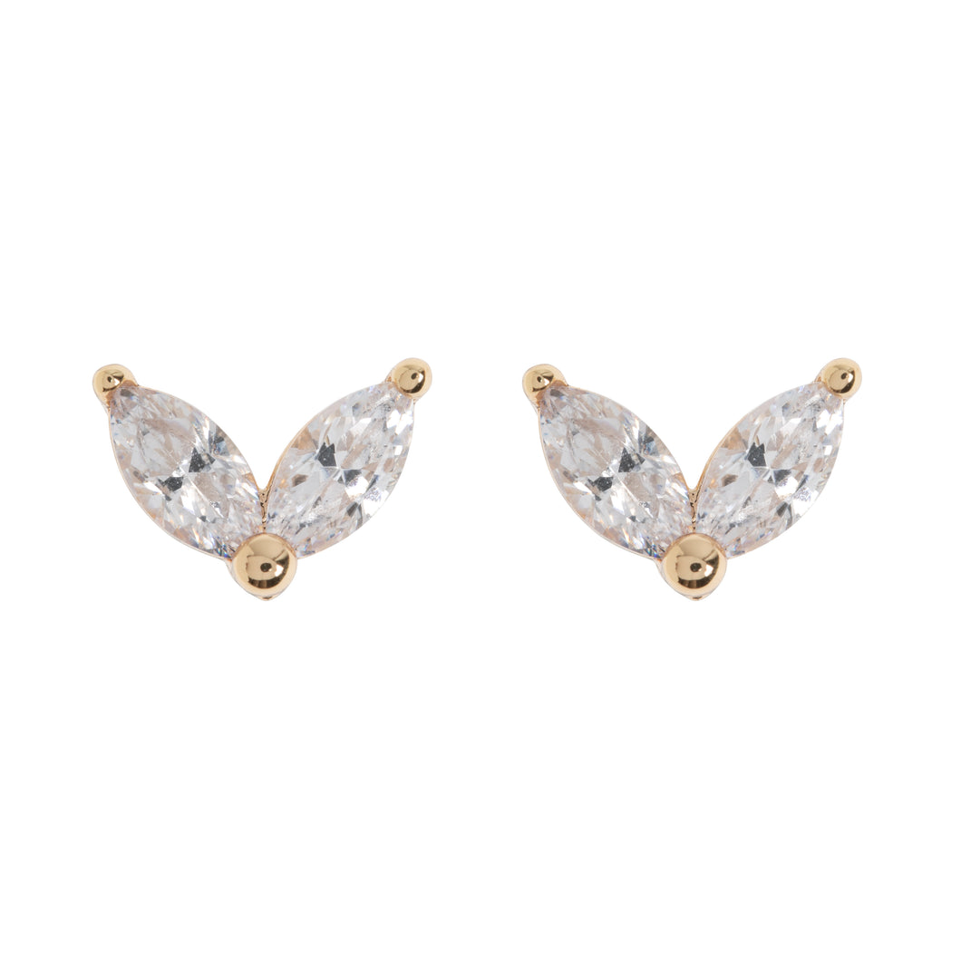 LEAH - CRYSTAL LEAF WHITE stud earrings