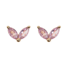 Load image into Gallery viewer, LEAH - CRYSTAL LEAF PINK stud earrings
