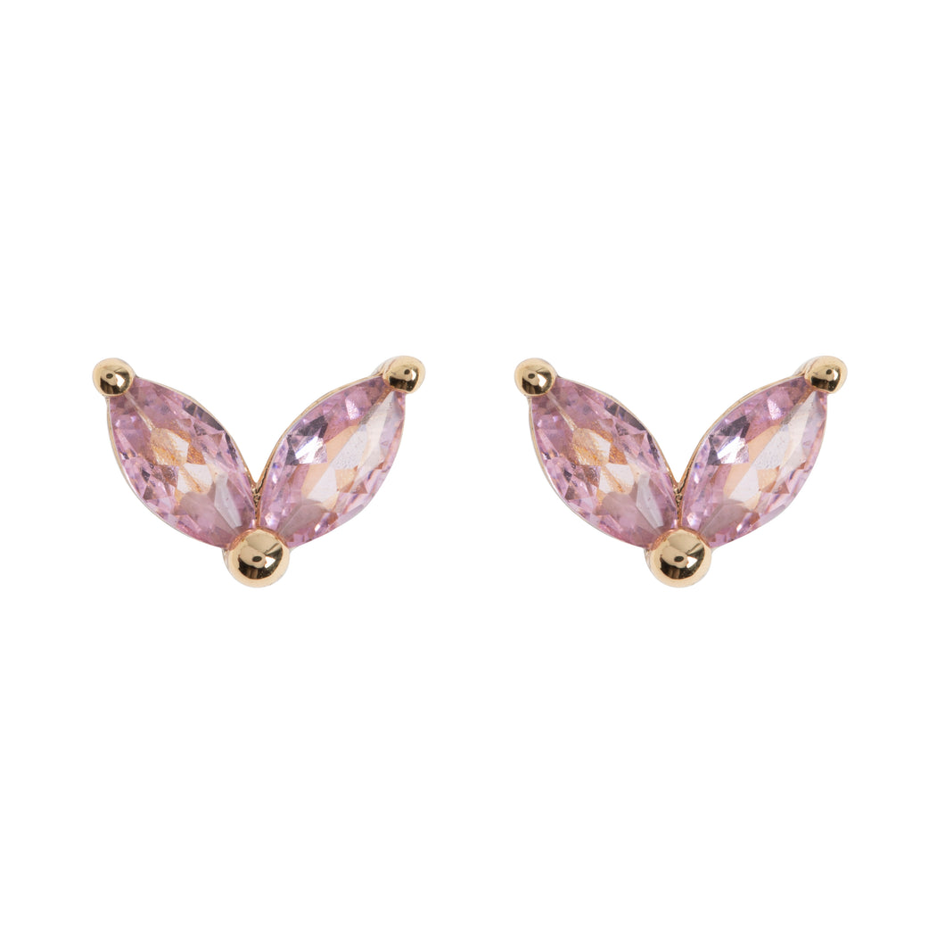 LEAH - CRYSTAL LEAF PINK stud earrings