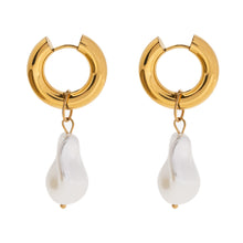 Load image into Gallery viewer, CORA-LARGE PEARL hoop earrings
