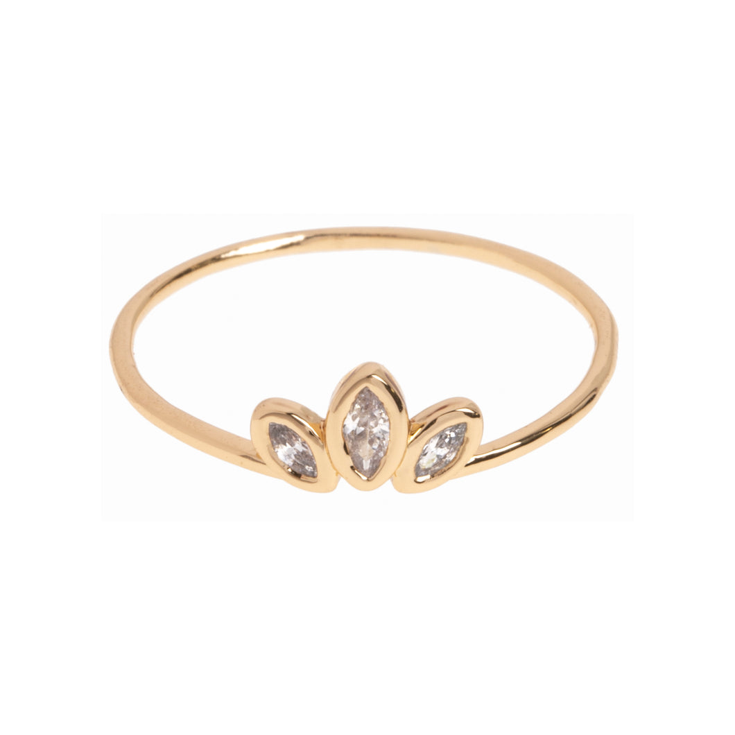 LEAH - WHITE CRYSTAL lotus ring